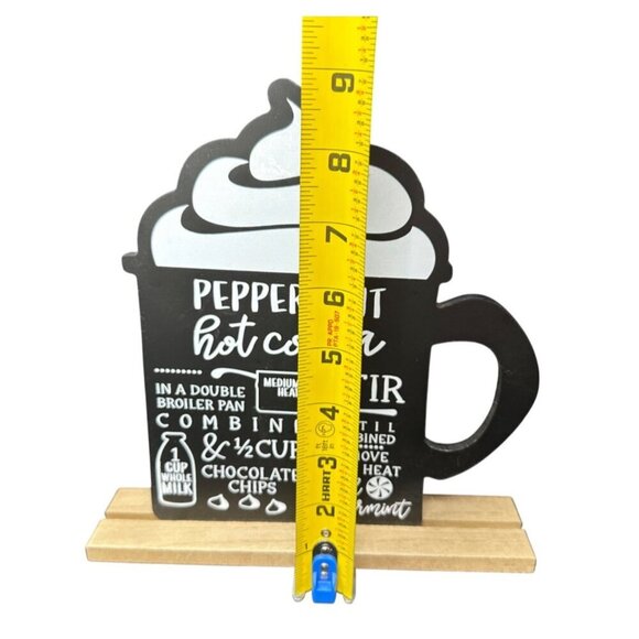 Peppermint Hot Cocoa Cup Sign 9in Double Side Chalkboard Decor Christmas Holiday - Picture 8 of 9